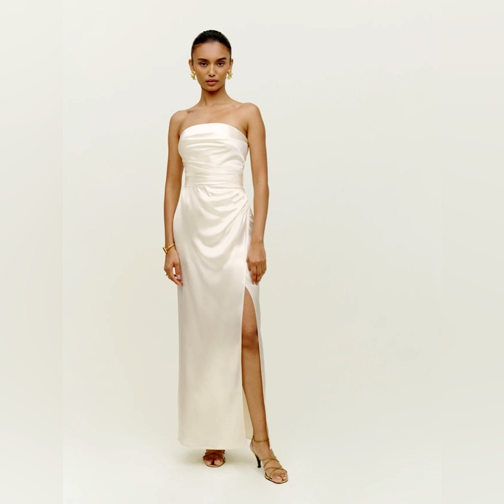 Reformation Ivory Barrow Silk Dress - NWT Size 6